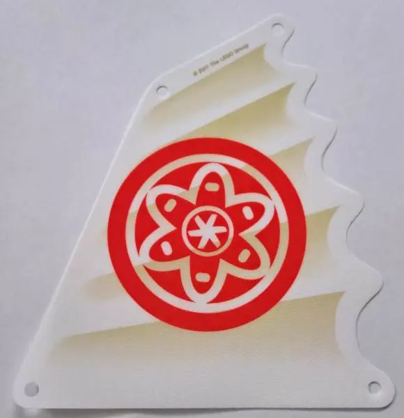 White Cloth Sail Triangular 16 x 18 Tapered Top and Wavy Edge with Red Circle with Petals and Inner 