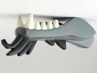Dark Bluish Gray Dragon Head (Ninjago) Jaw Lower with White Teeth and Black Spines Pattern