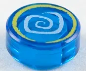 Trans-Dark Blue Tile, Round 1 x 1 with Ninjago Hypnobrai Pattern