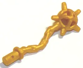 Pearl Gold Minifigure, Weapon Spiked Flail / Mace - Flexible Rubber