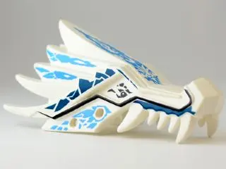 White Dragon Head (Ninjago) Jaw Upper with Medium Blue and Dark Blue Sections and Ice Spirit Pattern