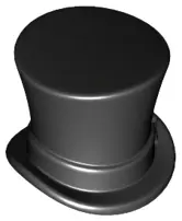 Black Minifigure, Headgear Hat, Top Hat with Ribbon