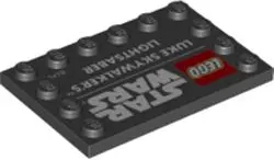 Black Tile, Modified 4 x 6 with Studs on Edges with Star Wars Logo and 'LUKE SKYWALKER'S LIGHTSABER'