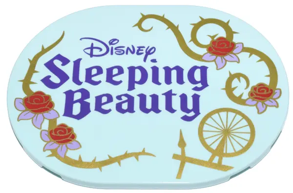 Light Aqua Tile, Round 6 x 8 Oval with Dark Purple 'Disney Sleeping Beauty', Gold Thorns and Spinnin