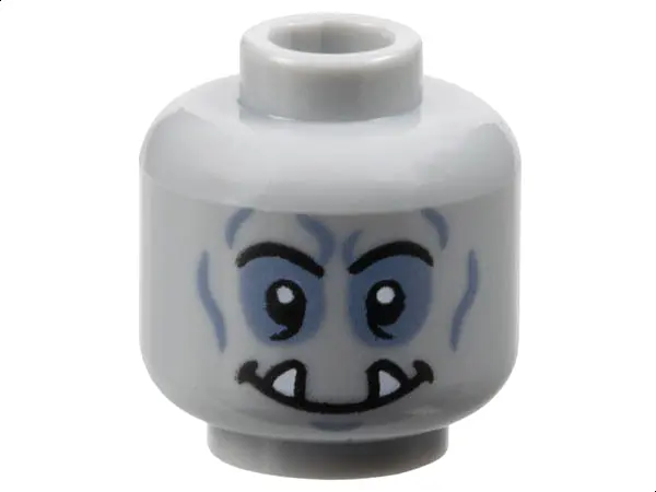 Light Bluish Gray Minifigure, Head Alien Orc Black Eyebrows, Sand Blue Eye Shadow, Chin Dimple, and 