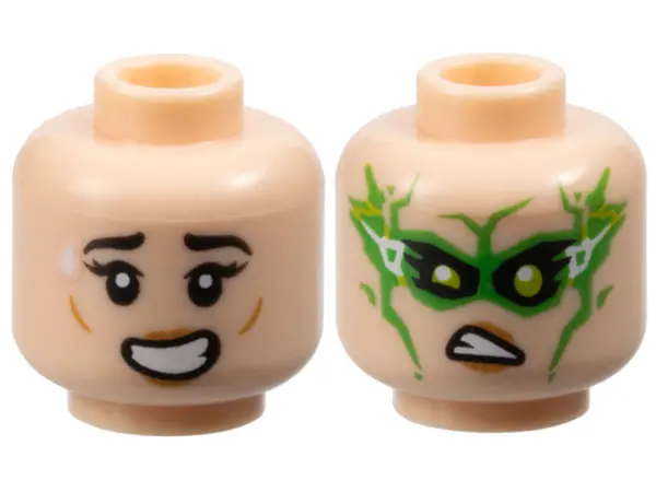 Light Nougat Minifigure, Head Dual Sided Female Black Eyebrows, Medium Nougat Lips, Open Mouth with 