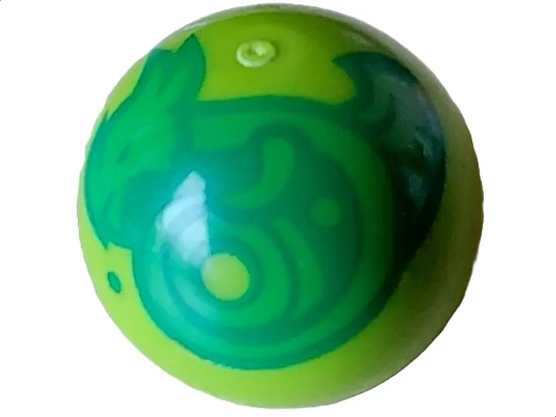 Lime Technic Ball Joint with Curled Bright Green Dragon Pattern (Dungeons & Dragons Orb of Dragonkin