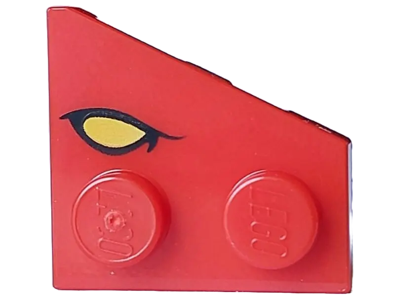 Red Wedge, Plate 2 x 2 Left with Yellow Eye with Black Eyelid Pattern (Dungeons & Dragons Red Dragon
