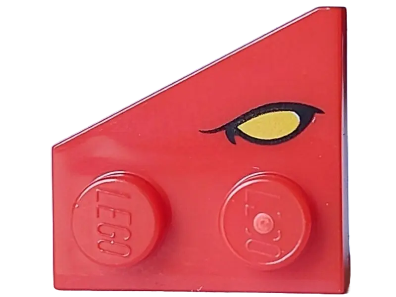 Red Wedge, Plate 2 x 2 Right with Yellow Eye with Black Eyelid Pattern (Dungeons & Dragons Red Drago