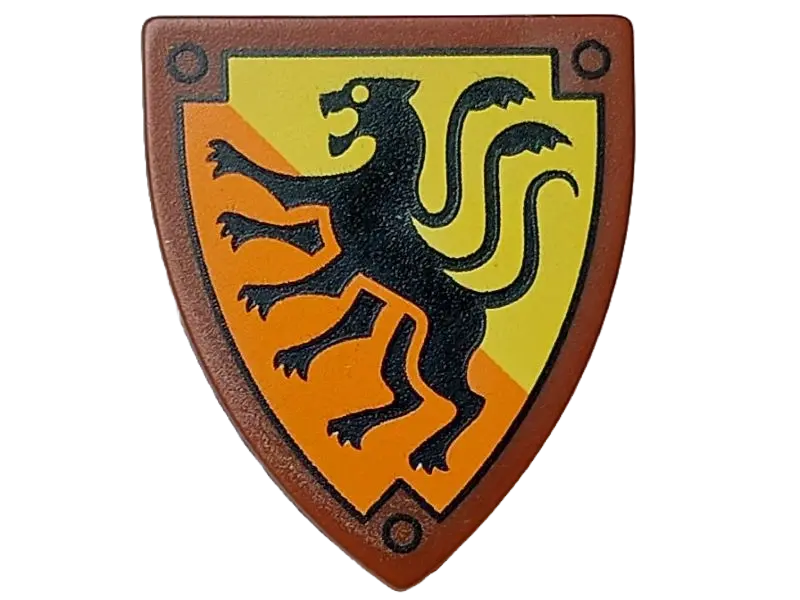 Reddish Brown Minifigure, Shield Triangular Short with Large Black Cat with 6 Legs and 2 Tentacles (