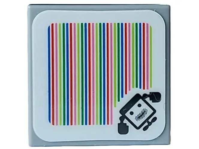 Light Bluish Gray Tile 2 x 2 with Super Mario Scanner Code Bowser Jr.'s Clown Car Pattern (Sticker) 