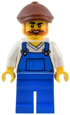 Natural History Museum Window Washer - Male, Blue Overalls over V-Neck Shirt, Blue Legs, Reddish Bro