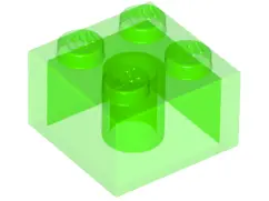 Trans-Bright Green Brick 2 x 2
