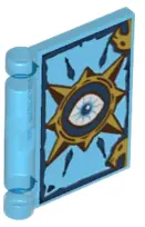 Trans-Dark Blue Minifigure, Utensil Book Cover with Gold Circle with Spikes, White Eye, Dark Blue Hi