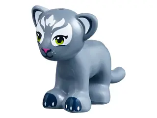 Sand Blue Cat, Friends Style, Large, Baby Cub (Panther) with Lime Eyes, Dark Pink Nose, Dark Blue Pa