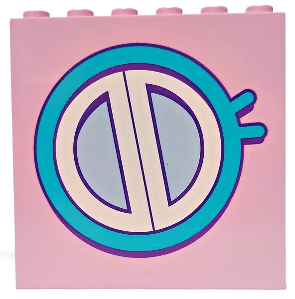 Bright Pink Panel 1 x 6 x 5 with Bright Light Blue, Dark Purple, Medium Azure and White Round Window