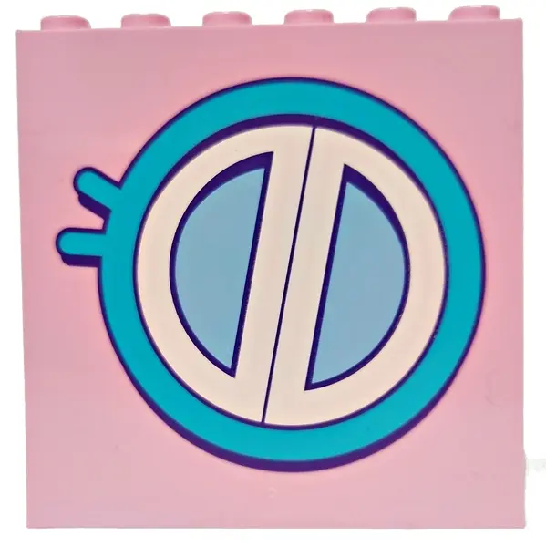 Bright Pink Panel 1 x 6 x 5 with Bright Light Blue, Dark Purple, Medium Azure and White Round Window