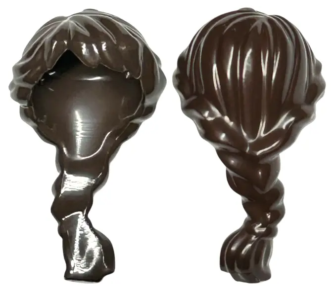 Dark Brown Minifigure, Hair Female Ponytail Long French Braided