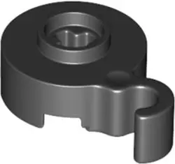 Black Hook Round 2 x 2 with Axle Hole and Bottom Stud Holder