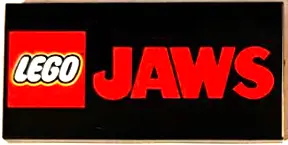 Black Tile 2 x 4 with LEGO Logo and Red 'JAWS' Pattern