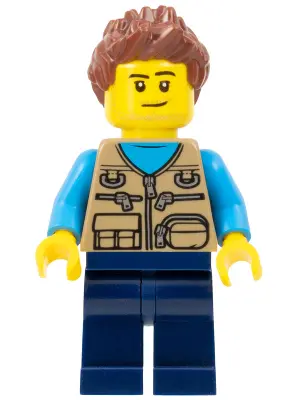 Camper Van Owner - Male, Dark Tan Vest over Dark Azure Shirt, Dark Blue Legs, Reddish Brown Spiked H