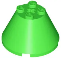Bright Green Cone 4 x 4 x 2 with Axle Hole