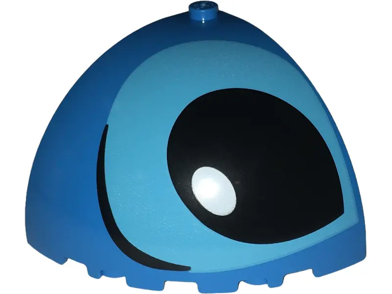 Dark Azure Brick, Round Corner 5 x 5 x 3 1/3 Dome Top with Medium Azure Eye, Black Eyebrow and Pupil