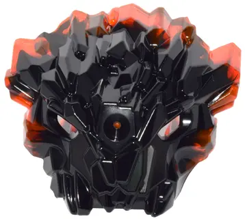 Black Bionicle Mask of Corruption with Marbled Trans-Neon Orange Pattern