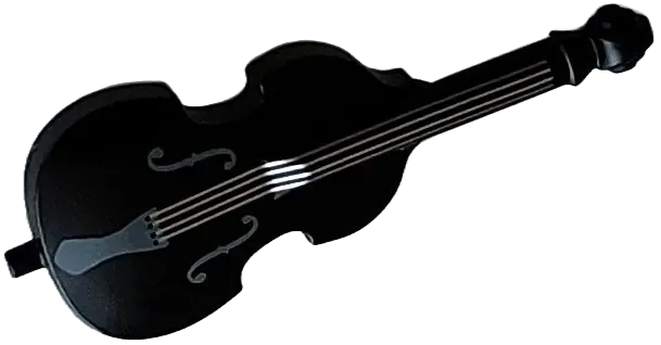 Black Minifigure, Utensil Musical Instrument, Double Bass with Light Bluish Gray Tailpiece and F Hol