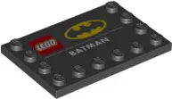 Black Tile, Modified 4 x 6 with Studs on Edges with Batman Logo and 'BATMAN' Pattern