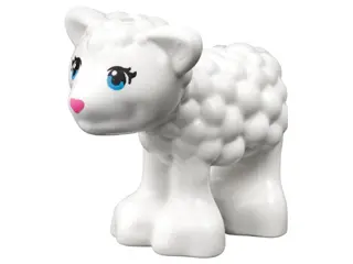 White Lamb, Friends Style with Dark Azure Eyes, Dark Pink Nose and Black Eyelashes Pattern