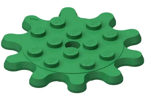 Green Plate, Round 4 x 4 Gear 10 Tooth