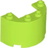 Lime Cylinder Half 2 x 4 x 2 with 1 x 2 Cutout