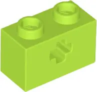 Lime Technic, Brick 1 x 2 with Axle Hole