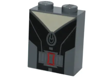 Dark Bluish Gray Brick 1 x 2 x 2 with Inside Stud Holder with Black and Gray Jacket Pattern