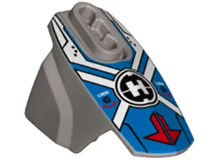 Flat Silver Hero Factory Armor with Ball Joint Socket - Size 5 with Red Arrows, Blue on Blue Backgro