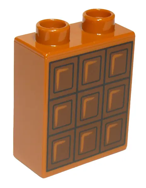 Dark Orange Duplo, Brick 1 x 2 x 2 with Chocolate Bar Pattern
