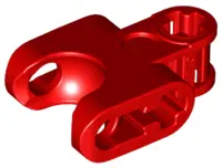 Red Technic, Axle Connector 2 x 3 with Ball Joint Socket - Closed Sides, Straight Forks with Open Ax
