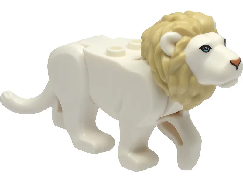 White Cat, Large (Lion) with Tan Mane, Bright Light Blue Eyes and Nougat Nose Pattern