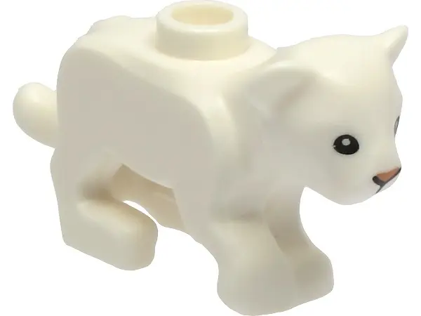 White Cat, Large, Baby Cub with Black Eyes and Nougat Nose Pattern
