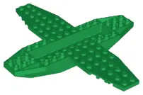 Green Aircraft Fuselage 4 x 16 x 1 with 2 x 10 Recessed Center and 8 x 4 Wings with Cutaways, 9 Hole