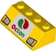 Yellow Slope 45 2 x 4 with Octan Logo and Headlights Pattern