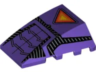 Dark Purple Wedge 4 x 4 Triple Curved No Studs with Sentinel Yellow, Orange and Red Triangle and Bla