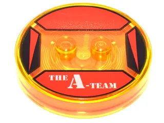 Trans-Yellow Dimensions Toy Tag 4 x 4 x 2/3 with 2 Studs and Trans-Orange Bottom with White 'THE A-T