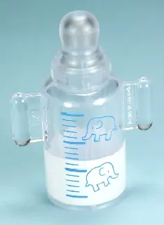 Trans-Clear Duplo Utensil Baby Bottle with Baby Elephants and Scale Lines Pattern