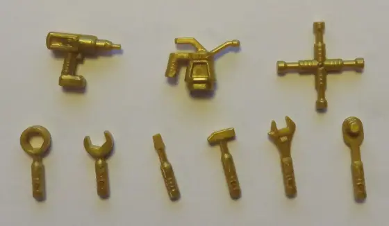 Pearl Gold Minifigure, Utensil Tools, 9 in Bag (Multipack)