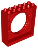 Red Duplo Ball Tube Exit Brick 2 x 6 x 5 with Round Doorway
