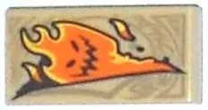 Tan Tile 1 x 2 with Dark Tan Markings and Orange Fire Monster with Black Mouth and Eyes Pattern (Nex