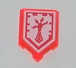 Trans-Neon Orange Tile, Modified 2 x 3 Pentagonal with Nexo Power Shield Pattern - Clapper Claw