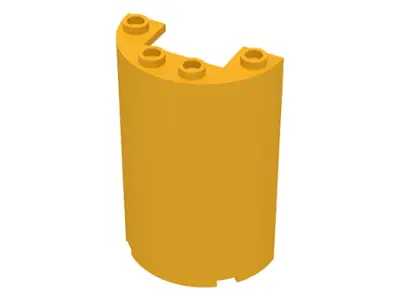 Bright Light Orange Cylinder Half 2 x 4 x 5 with 1 x 2 Cutout